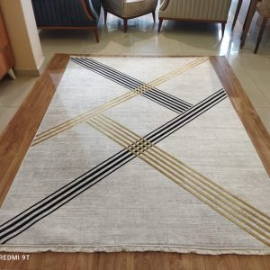 Romantik 2436A Siyah Krem Salon Halısı